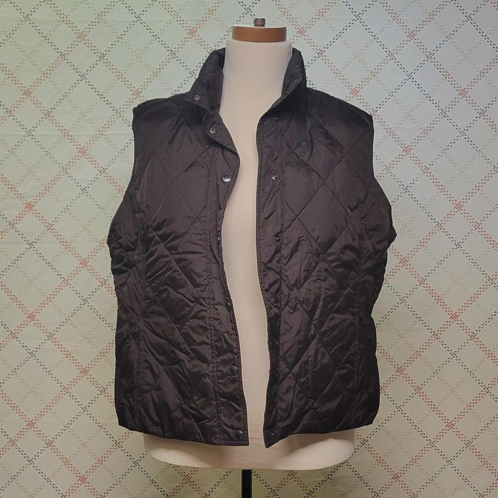 Lands End Brown Puffer Down Vest Ladies Size XL Petite